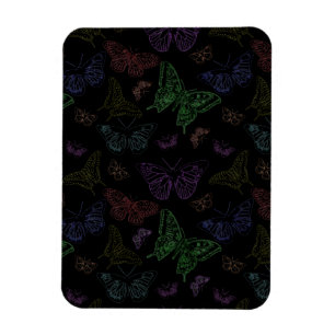 Magnet Flexible Papillons couleur noir et arc-en-ciel volants