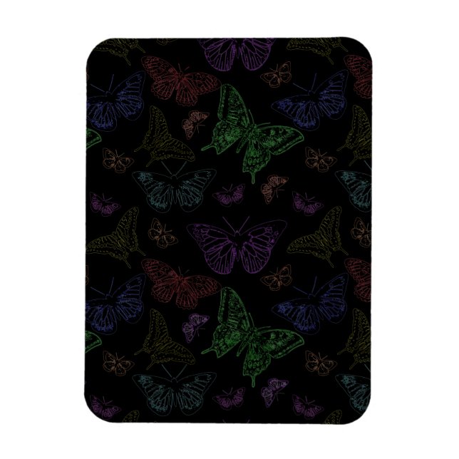 Magnet Flexible Papillons couleur noir et arc-en-ciel volants (Vertical)