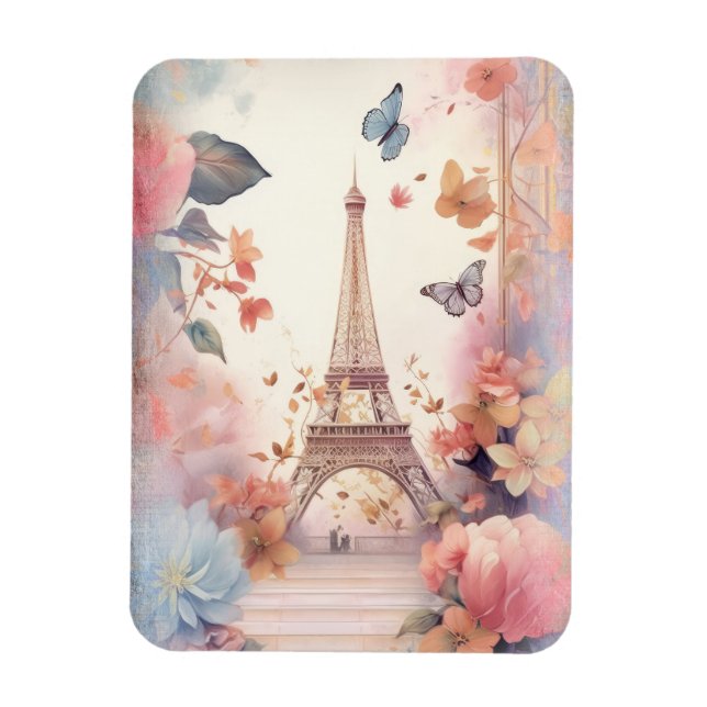 Magnet Flexible Papillons et fleurs de la tour Eiffel (Vertical)
