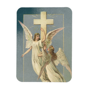 Magnet Flexible Pâques vintage, anges victoriens avec une croix