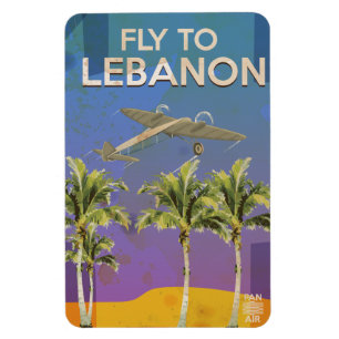 Magnet Flexible Par Avion Pour le Liban Affiche de voyage vintage