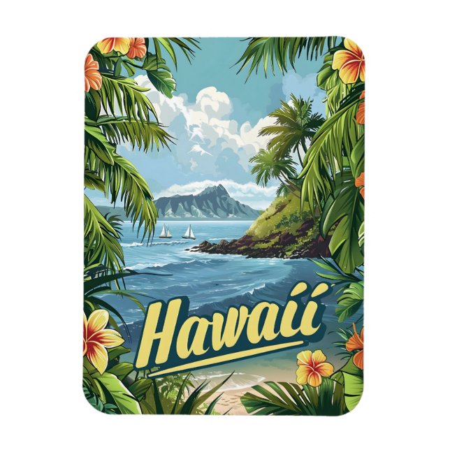 Magnet Flexible Paradis tropical : la floraison côtière d'Hawaï (Vertical)