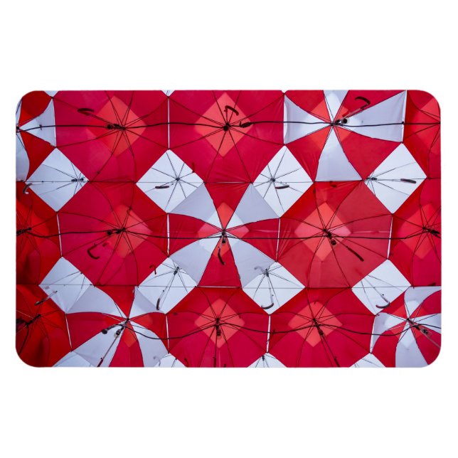 Magnet Flexible Parapluies ouverts rouges et blancs (Horizontal)