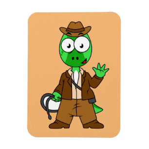 Magnet Flexible Parasaurolophus Habillé Comme Indiana Jones.