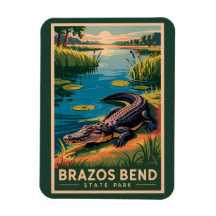 Magnet Flexible Parc d'État de Brazos Bend Texas Voyage Art Vintag