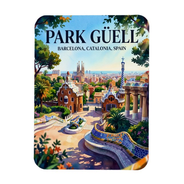 Magnet Flexible Parc Güell, Barcelone, Catalogne, Espagne Espagne (Vertical)