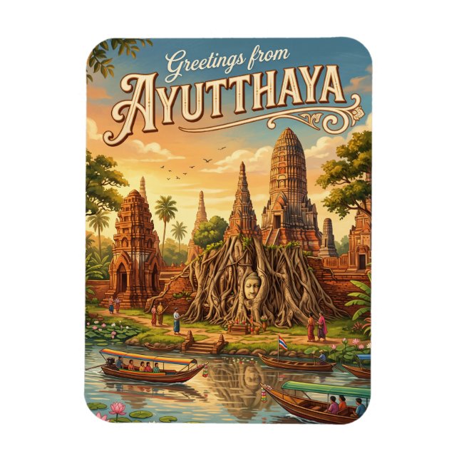 Magnet Flexible Parc historique d'Ayutthaya Thaïlande (Vertical)