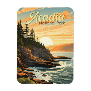Magnet Flexible Parc national Acadia Illustration Rétro