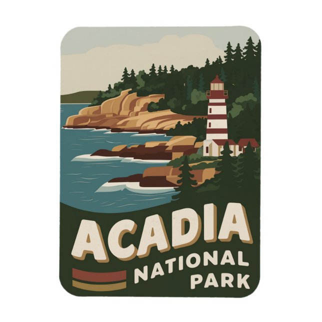 Magnet Flexible Parc national Acadia Phare Voyage d'art (Vertical)