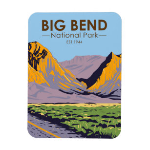 Magnet Flexible Parc national Big Bend Chisos Montagnes Vintage