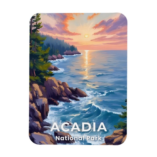 Magnet Flexible Parc national d'Acadia | Peinture de voyage de l'a (Vertical)