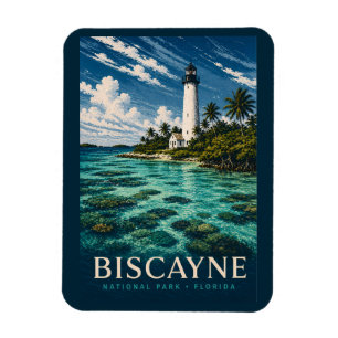 Magnet Flexible Parc national de Biscayne Floride gravure sur bois