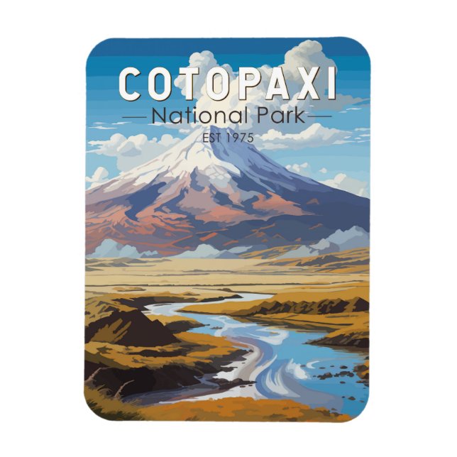 Magnet Flexible Parc national de Cotopaxi Equateur Travel Art Vint (Vertical)