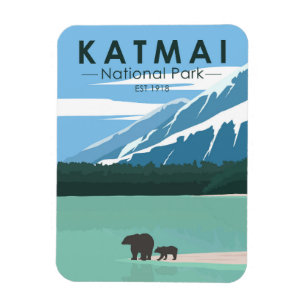 Magnet Flexible Parc national de Katmai Grizzly Oears Vintage