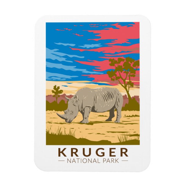 Magnet Flexible Parc national de Kruger Rhinoceros blancs Art de v (Vertical)