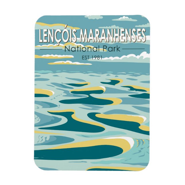 Magnet Flexible Parc national de Lencois Maranhenses Brésil Vintag (Vertical)