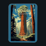Magnet Flexible Parc national de Sequoia Illustration Rétro<br><div class="desc">Conception d'illustration vectorielle Sequoia. Le parc est le point le plus élevé du mont Whitney,  le mont contigu des États-Unis,  et se trouve au sud du parc national Kings Canyon.</div>