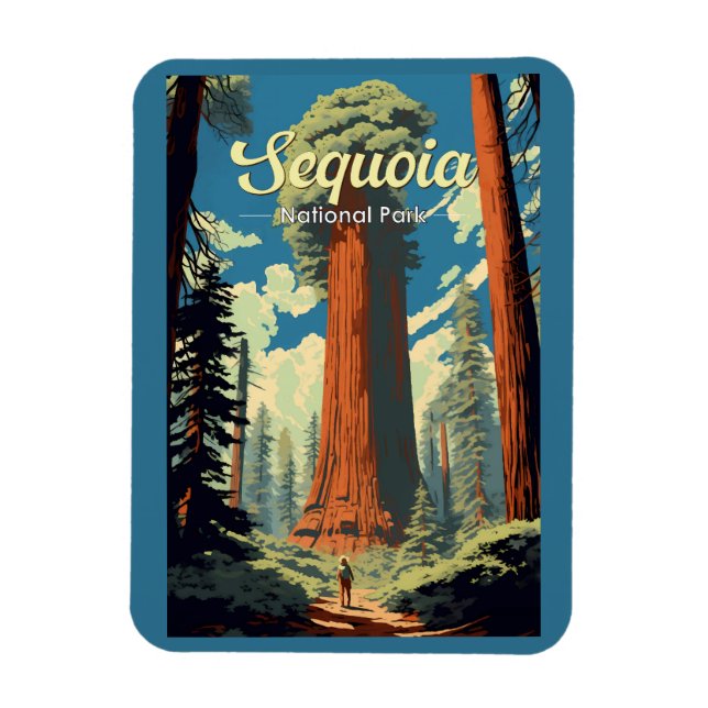Magnet Flexible Parc national de Sequoia Illustration Rétro (Vertical)