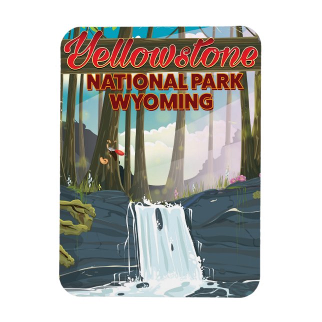 Magnet Flexible Parc national de Yellowstone, affiche de voyage du (Vertical)