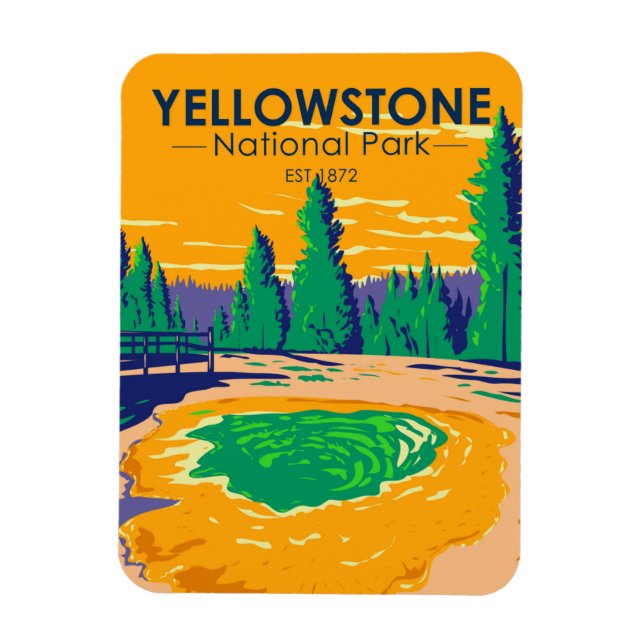 Magnet Flexible Parc national de Yellowstone Matin Glory Pool Rétr (Vertical)