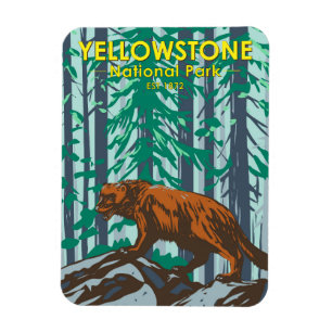 Magnet Flexible Parc national de Yellowstone Vintage Wolverine