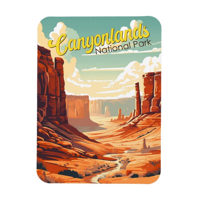Magnet Flexible Parc national des Canyons Illustration Rétro (Vertical)