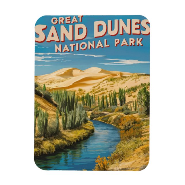 Magnet Flexible Parc national des Dunes de sable Great Sand Retro  (Vertical)