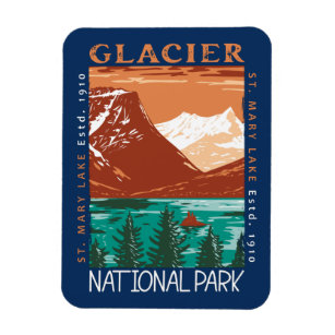 Magnet Flexible Parc national des Glaciers Montana Vintage en détr