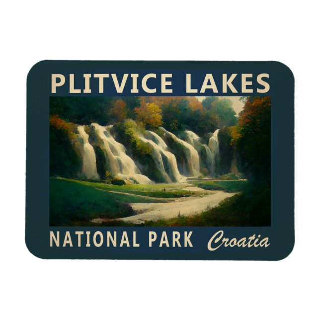 Magnet Flexible Parc national des Lacs Plitvice Croatie Aquarelle (Horizontal)