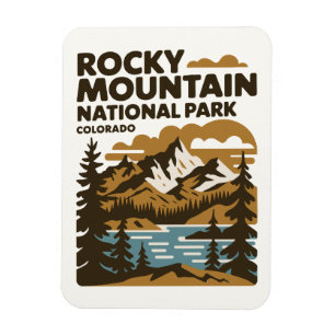 Magnet Flexible Parc national des Rocheuses Colorado Art Vintage