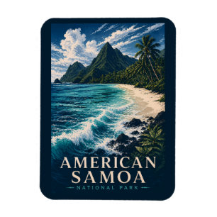 Magnet Flexible Parc national des Samoa américaines Modern Woodblo