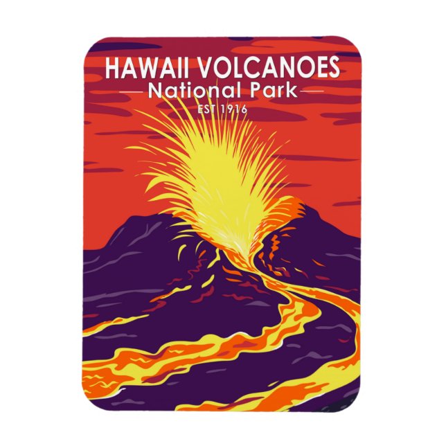 Magnet Flexible Parc national des volcans d'Hawaii Vintage (Vertical)