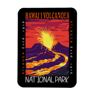 Magnet Flexible Parc national des volcans d'Hawaii Vintage perturb
