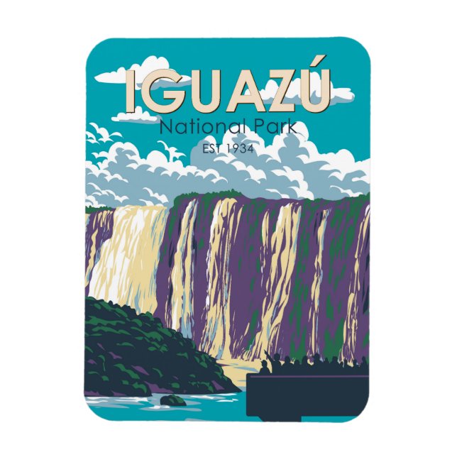 Magnet Flexible Parc national d'Iguazu Argentine Travel Art Vintag (Vertical)