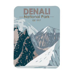 Magnet Flexible Parc national du Denali Alaska Mont Hunter Vintage