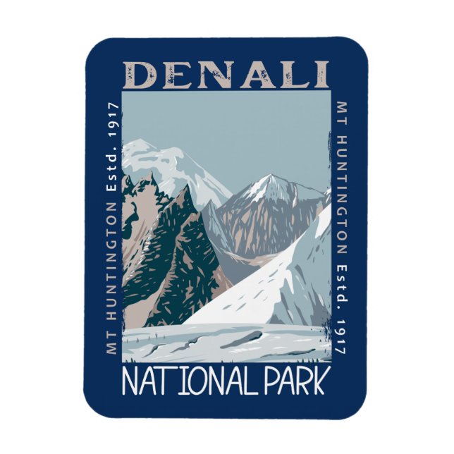 Magnet Flexible Parc national du Denali Alaska Mont Huntington Ret (Vertical)