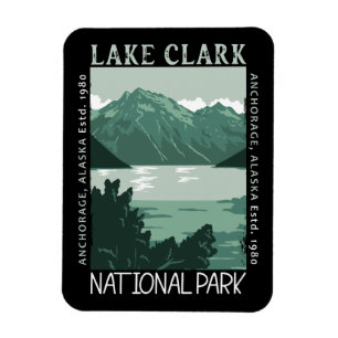 Magnet Flexible Parc national du lac Clark Alaska Vintage perturbé