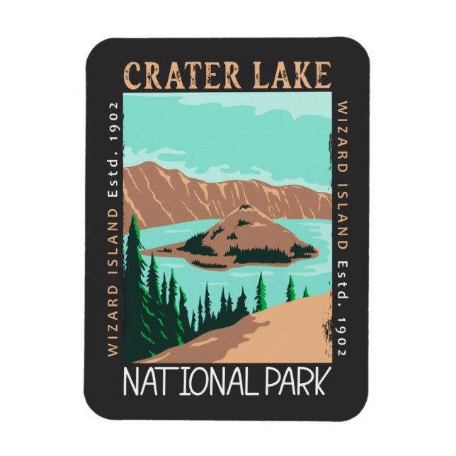 Magnet Flexible Parc national du lac Crater Oregon Rétro perturbé (Vertical)