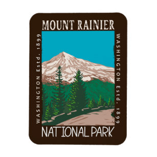 Magnet Flexible Parc national du Mont Rainier Vintage perturbé
