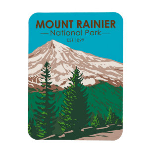 Magnet Flexible Parc national du Mont Rainier Washington Vintage