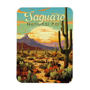 Magnet Flexible Parc national du Saguaro Illustration Rétro