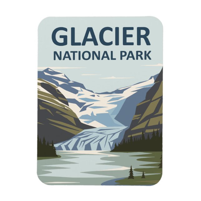 Magnet Flexible Parc national Glacier Art de voyage (Vertical)