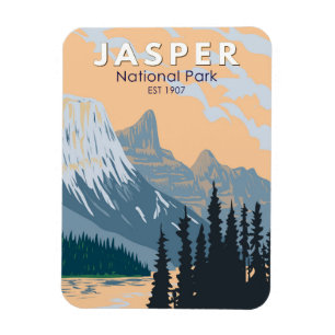 Magnet Flexible Parc national Jasper Canada Vintage d'art touristi