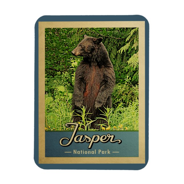 Magnet Flexible Parc national Jasper Ours Vintage voyage (Vertical)