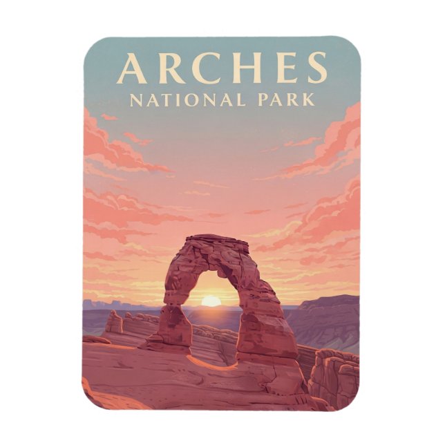 Magnet Flexible Parc national Moab Utah Arches coucher du soleil (Vertical)