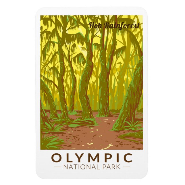Magnet Flexible Parc national olympique Hoh Rainforest Travel Art (Vertical)