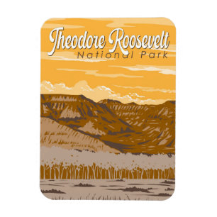 Magnet Flexible Parc national Theodore Roosevelt Illustration Art