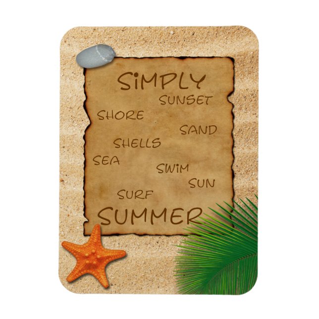 Magnet Flexible Parchemin sur Arrière - plan de sable - Aimant fle (Vertical)