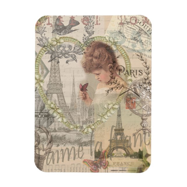 Magnet Flexible Paris France Jolie Fille Douce Tour Eiffel (Vertical)