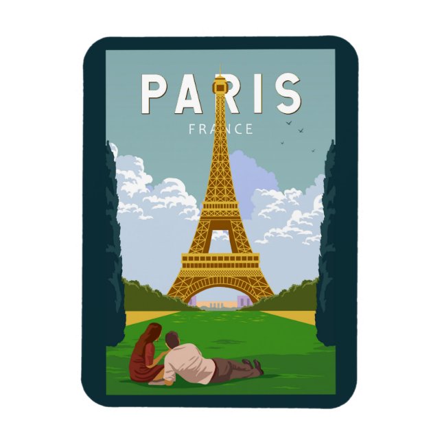 Magnet Flexible Paris France Retro Travel Art Vintage (Vertical)